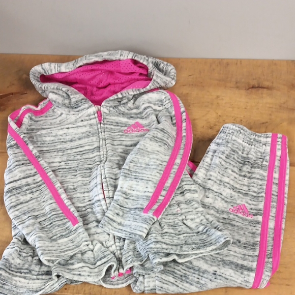Adidas Kids Gray and Pink Jogger Set - Picture 1 of 3